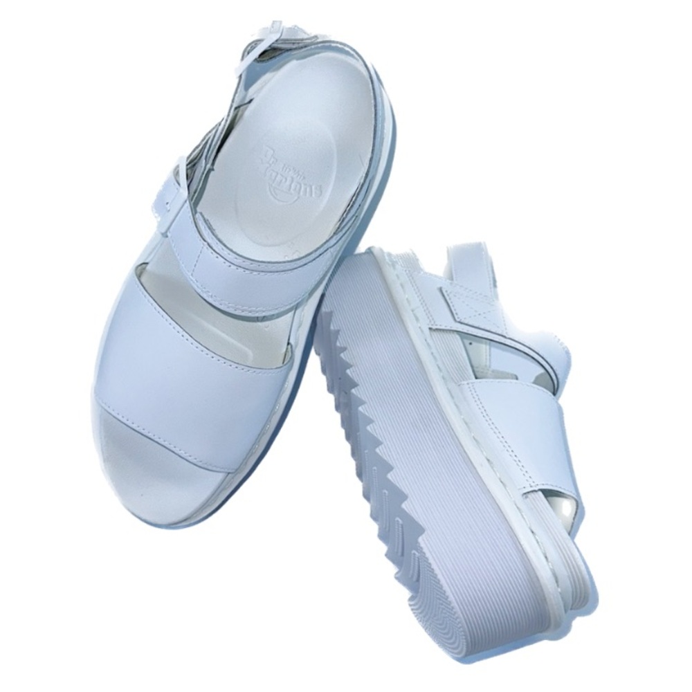 Dr. Martens Voss Mono Leather Platform Strap Sandals in White Hydro
